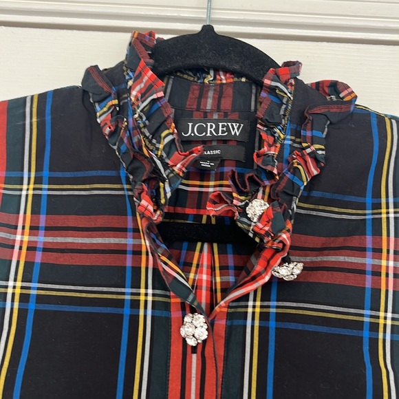 J.Crew Jeweled Button Popover Tunic in Stewart Tartan - Picture 7 of 12